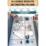 16 Parça Modüler Çok Amaçlı Çekmece Içi Düzenleyici Makyaj Takı Ofis Mutfak Organizeri