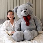 160 cm Dev Pelüş,Papyonlu Ayı,Yumuşak ve Sevimli Büyük Boy Oyuncak Ayı,Sarılmalık Ayı,Papyonlu,Sevgiliye Hediye Ayıcık, (Gri)