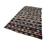 160x309 cm Çizgili Kilim Siyah Çizgili Yün El Dokuma Modern Geometrik Etnik Eskitme Desenli Boho Oturma Odası Salon Yolluk Koridor Mutfak Halısı