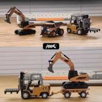 1/64 Kumandalı Mini Ekskavatör 2.4 Ghz USB Şarjlı Mini Metal Kepçe Excavator - Sarı