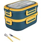 1650 Ml İki Kat Üç Bölme Paslanmaz Çelik Lunch Box Yeni Nesil Sefer Tası - Kaşık Çatallı -6715