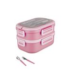 1650 Ml İki Kat Üç Bölme Paslanmaz Çelik Lunch Box Yeni Nesil Sefer Tası - Kaşık Ve Çatallı -6715