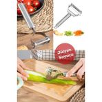 16563-11 Paslanmaz Çelik Inox Meyve Sebze Soyacak Çok Amaçlı Jülyen Dilimleyici - Gümüş