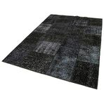 165x243 cm Kırk Yama Siyah Yama Pamuklu Yün El Dokuma Modern Geometrik Etnik Eskitme Desenli Boho Oturma Odası Salon Yolluk Koridor Mutfak Halısı