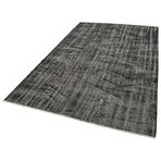 165x264 cm Overdyed Vintage Siyah Vintage Yün El Dokuma Modern Geometrik Etnik Eskitme Desenli Boho Oturma Odası Salon Yolluk Koridor Mutfak Halısı