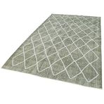 166x275 cm Geometrik Halı Gri Geometrik Yün El Dokuma Modern Geometrik Etnik Eskitme Desenli Boho Oturma Odası Salon Yolluk Koridor Mutfak Halısı