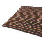 166x313 cm Çizgili Kilim Kahverengi Çizgili Yün El Dokuma Modern Geometrik Etnik Eskitme Desenli Boho Oturma Odası Salon Yolluk Koridor Mutfak Halısı