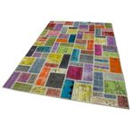 167x250 cm Kırk Yama Gri Yama Pamuklu Yün El Dokuma Modern Geometrik Etnik Eskitme Desenli Boho Oturma Odası Salon Yolluk Koridor Mutfak Halısı