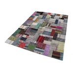 169x240 cm Kırk Yama Gri Yama Pamuklu Yün El Dokuma Modern Geometrik Etnik Eskitme Desenli Boho Oturma Odası Salon Yolluk Koridor Mutfak Halısı
