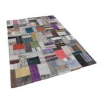 169x241 cm Kırk Yama Gri Yama Pamuklu Yün El Dokuma Modern Geometrik Etnik Eskitme Desenli Boho Oturma Odası Salon Yolluk Koridor Mutfak Halısı