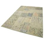 169x245 cm Kırk Yama Yeşil Yama Pamuklu Yün El Dokuma Modern Geometrik Etnik Eskitme Desenli Boho Oturma Odası Salon Yolluk Koridor Mutfak Halısı