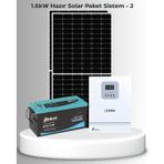 1,6Kw Hazır Solar Paket - 2 | 2×600W Bifacial Panel + 12.8V 200AH Lifepo4 Lityum Akü | Mppt Akıllı Inverter Off-Grid Sistem