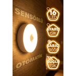 16Led 3Mod Hareket Sensörlü Şarjlı Led Işık Mıknatıslı Kablosuz Gece Lambası Koridor Işığı 47732