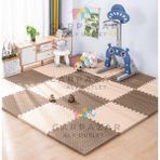 16'Lı Set Eva Tatami Minder Mat Spor Oyun Egzersiz Yoga Minder Matı 50x50 13 mm - Taba - Kahverengi - 200 x 200 cm