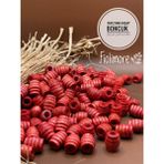 16X12 mm Oval Makarna Ahşap Boncuk Burgulu Kovan (50 Gram 48 Adet) Delik Çapı 5 mm Makrome Takı - Kırmızı