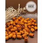 16X12 mm Oval Makarna Ahşap Boncuk Burgulu Kovan (50 Gram 48 Adet) Delik Çapı 5 mm Makrome Takı - Turuncu