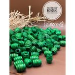 16X12 mm Oval Makarna Ahşap Boncuk Burgulu Kovan (50 Gram 48 Adet) Delik Çapı 5 mm Makrome Takı - Yeşil
