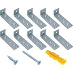 16x55x15mm - Mr.Bracket Deprem Güvenliği Dolap Sabitleme Aparatı Seti - Mobilya Gardırop Portmanto Kitaplık Masa Raf Eşya Duvara Sabitleyici Aparat - L Demir Köşe Bağlantı Gönye Köşebent - 16x55x15mm - 10 adet