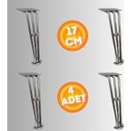 17 cm Metal Boncuklu Koltuk Ayağı Mobilya Ayağı Ünite Ayağı Konsol Ayağı Puf Berjer Ayağı (4ADET) - Krom
