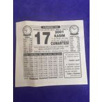 17 Kasim 2001 Takvim Yapragi - Nostalji Koleksiyonluk Takvim Yapragi B