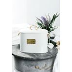 17 Litre Premium Metal Deterjan Kutusu, 33X20X25CM, Hasır Kulplu Vintage Tasarım - Beyaz