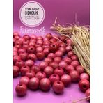 17 mm Ahşap Boncuk (50 Gram 30 Adet) Dar Delik Çapı 4 mm Makrome Çanta Bileklik Takı Renkli - Pembe