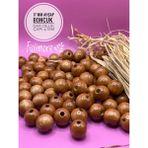 17 mm Ahşap Boncuk (50 Gram 30 Adet) Dar Delik Çapı 4 mm Makrome Çanta Bileklik Takı Renkli - Taba - Kahve