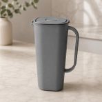 1700 ML Sürahi, Sızdırmaz Kapaklı BPA İçermez Buzdolabı Kapısına Uygun Ergonomik Saplı Soğuk ve Sıcak İçecek Sürahisi, Gri ve Bej Renk Seçenekli (gri)
