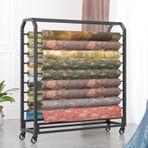 170cm/66.9in Yüksekliğinde Büyük Tekstil Kumaş Arabası, Ayarlanabilir Askı Çubuğu ve Frenlenebilir Tekerlekler, Ticari Araç Renk Değiştiren Film Sergileme,10 Rods-Wide-130cm
