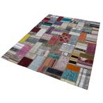 170x235 cm Kırk Yama Gri Yama Pamuklu Yün El Dokuma Modern Geometrik Etnik Eskitme Desenli Boho Oturma Odası Salon Yolluk Koridor Mutfak Halısı
