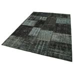 170x238 cm Kırk Yama Siyah Yama Pamuklu Yün El Dokuma Modern Geometrik Etnik Eskitme Desenli Boho Oturma Odası Salon Yolluk Koridor Mutfak Halısı