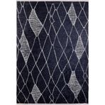 170x240 cm Glazov Siyah Geometrik Yün El Dokuma Modern Geometrik Etnik Eskitme Desenli Boho Oturma Odası Salon Yolluk Koridor Mutfak Halısı