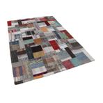 170x240 cm Kırk Yama Gri Yama Pamuklu Yün El Dokuma Modern Geometrik Etnik Eskitme Desenli Boho Oturma Odası Salon Yolluk Koridor Mutfak Halısı