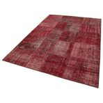 170x241 cm Kırk Yama Kırmızı Yama Pamuklu Yün El Dokuma Modern Geometrik Etnik Eskitme Desenli Boho Oturma Odası Salon Yolluk Koridor Mutfak Halısı