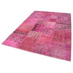 170x241 cm Kırk Yama Pembe Yama Pamuklu Yün El Dokuma Modern Geometrik Etnik Eskitme Desenli Boho Oturma Odası Salon Yolluk Koridor Mutfak Halısı