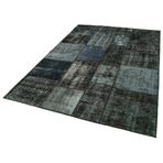 170x241 cm Kırk Yama Siyah Yama Pamuklu Yün El Dokuma Modern Geometrik Etnik Eskitme Desenli Boho Oturma Odası Salon Yolluk Koridor Mutfak Halısı