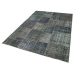 170x242 cm Kırk Yama Gri Yama Pamuklu Yün El Dokuma Modern Geometrik Etnik Eskitme Desenli Boho Oturma Odası Salon Yolluk Koridor Mutfak Halısı