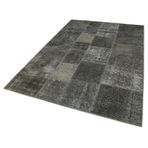 170x245 cm Kırk Yama Gri Yama Pamuklu Yün El Dokuma Modern Geometrik Etnik Eskitme Desenli Boho Oturma Odası Salon Yolluk Koridor Mutfak Halısı