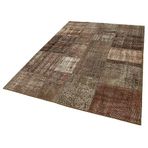 170x245 cm Kırk Yama Kahverengi Kırk Yama Pamuklu Yün El Dokuma Modern Geometrik Etnik Eskitme Desenli Boho Oturma Odası Salon Yolluk Koridor Mutfak Halısı