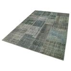170x245 cm Kırk Yama Yeşil Yama Pamuklu Yün El Dokuma Modern Geometrik Etnik Eskitme Desenli Boho Oturma Odası Salon Yolluk Koridor Mutfak Halısı