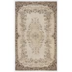 170x283 cm Atina Bej Vintage Yün El Dokuma Modern Geometrik Etnik Eskitme Desenli Boho Oturma Odası Salon Yolluk Koridor Mutfak Halısı