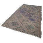 170x347 cm Geometrik Kilim Bej Geometrik Yün El Dokuma Modern Geometrik Etnik Eskitme Desenli Boho Oturma Odası Salon Yolluk Koridor Mutfak Halısı