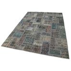 171x238 cm Kırk Yama Gri Yama Pamuklu Yün El Dokuma Modern Geometrik Etnik Eskitme Desenli Boho Oturma Odası Salon Yolluk Koridor Mutfak Halısı