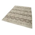 171x240 cm Kareli Kilim Bej Kareli Yün El Dokuma Modern Geometrik Etnik Eskitme Desenli Boho Oturma Odası Salon Yolluk Koridor Mutfak Halısı