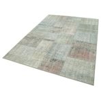171x241 cm Kırk Yama Yeşil Yama Pamuklu Yün El Dokuma Modern Geometrik Etnik Eskitme Desenli Boho Oturma Odası Salon Yolluk Koridor Mutfak Halısı