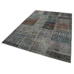 171x243 cm Kırk Yama Gri Yama Pamuklu Yün El Dokuma Modern Geometrik Etnik Eskitme Desenli Boho Oturma Odası Salon Yolluk Koridor Mutfak Halısı