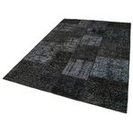 171x243 cm Kırk Yama Siyah Yama Pamuklu Yün El Dokuma Modern Geometrik Etnik Eskitme Desenli Boho Oturma Odası Salon Yolluk Koridor Mutfak Halısı