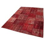 171x245 cm Kırk Yama Kırmızı Yama Pamuklu Yün El Dokuma Modern Geometrik Etnik Eskitme Desenli Boho Oturma Odası Salon Yolluk Koridor Mutfak Halısı