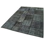 171x246 cm Kırk Yama Siyah Yama Pamuklu Yün El Dokuma Modern Geometrik Etnik Eskitme Desenli Boho Oturma Odası Salon Yolluk Koridor Mutfak Halısı