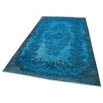 171x303 cm Oyma Vintage Mavi Vintage Yün El Dokuma Modern Geometrik Etnik Eskitme Desenli Boho Oturma Odası Salon Yolluk Koridor Mutfak Halısı
